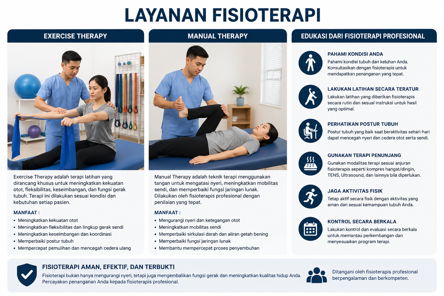Exercise Theraphy dan Manual Theraphy serta edukasi dari fisioterapi profesional